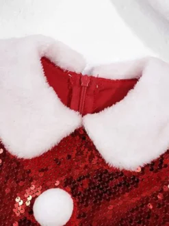 Ensemble de Noël pour fille robe chapeau rouge costumes de vacances de Noël en polyester