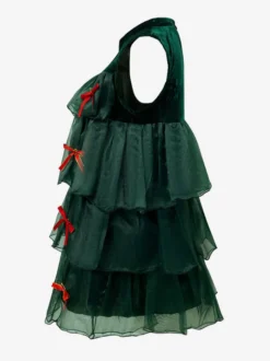 Ensemble de Noël Robe Vert Foncé Accessoire Chapeau Costumes de Vacances de Noël