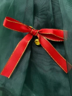 Ensemble de Noël Robe Vert Foncé Accessoire Chapeau Costumes de Vacances de Noël