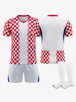 Ensemble de 3 pièces à carreaux personnalisés pour le maillot domicile de l'équipe nationale croate 2026