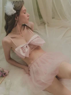 Ensemble de pyjama dos nu rose poudré 2 pièces