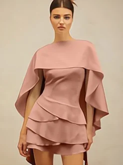 Ensemble deux pièces en satin abricot élégant manteau et jupe