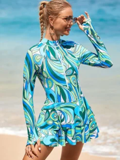 Ensemble deux pièces à jupe et manches longues anti-UV
