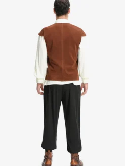 Ensemble gilet vintage marron café pour homme costumes de vacances