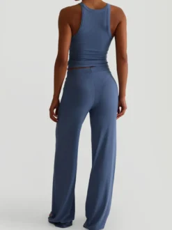 Ensemble lounge côtelé 2 pièces pour femme - Débardeur sans manches et pantalon large - Tenues d'été décontractées 2026