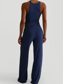 Ensemble lounge côtelé 2 pièces pour femme - Débardeur sans manches et pantalon large - Tenues d'été décontractées 2026