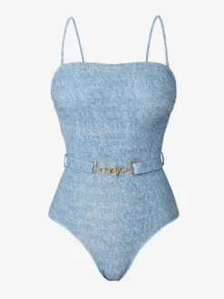 Ensemble maillot de bain et paréo bleu sexy à lacets dos nu et bretelles idéal pour l'été
