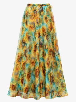 Ensemble maillot de bain jaune sexy à imprimé floral asymétrique et décolleté asymétrique