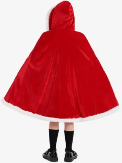 Ensemble Noël Rouge Cape Top Polyester Enfant Déguisement Noël