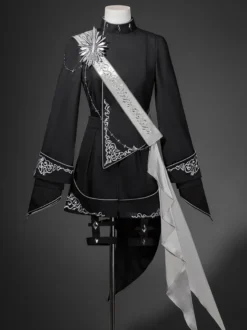 Ensemble Ouji Lolita Gothique Noir à Manches Longues Haut et Pantalon de Chevalier