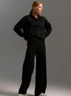 Ensemble Pantalon Manches Longues Noir Style En Route Décontracté