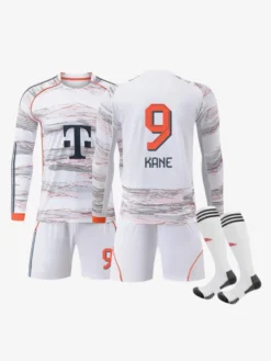 Ensemble 3 pièces blanc personnalisé à manches longues pour adultes et enfants (25/26) n° 10 Musiala n° 17 Olise Football Club