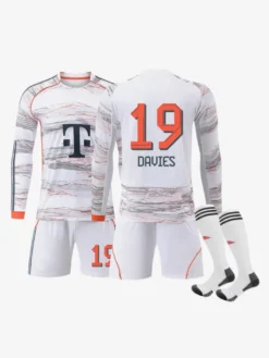 Ensemble 3 pièces blanc personnalisé à manches longues pour adultes et enfants (25/26) n° 10 Musiala n° 17 Olise Football Club