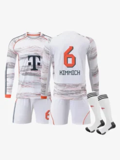 Ensemble 3 pièces blanc personnalisé à manches longues pour adultes et enfants (25/26) n° 10 Musiala n° 17 Olise Football Club