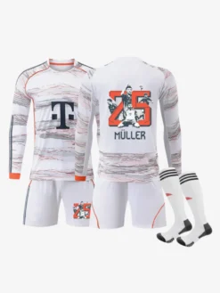 Ensemble 3 pièces blanc personnalisé à manches longues pour adultes et enfants (25/26) n° 10 Musiala n° 17 Olise Football Club