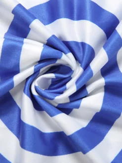 Ensemble 2 pièces : débardeur court à imprimé tourbillon bleu et blanc mini-jupe moulante