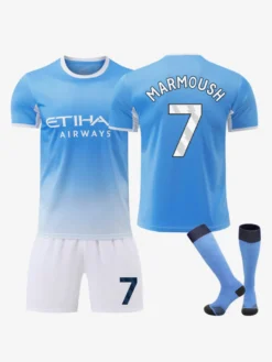 Ensemble 3 pièces : Maillot domicile bleu de Manchester City 26/27 maillot n° 9 Haaland n° 47 Foden n° 10 Cherki