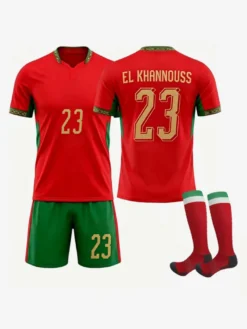 Ensemble 3 pièces maillot domicile de l'équipe nationale du Maroc 2026 (Hakimi n°2 Brahim Díaz n°10) pour adultes et enfants