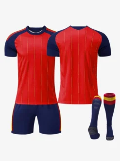 Ensemble 3 pièces personnalisé de maillot domicile de l'équipe nationale espagnole de football 2026 manches courtes