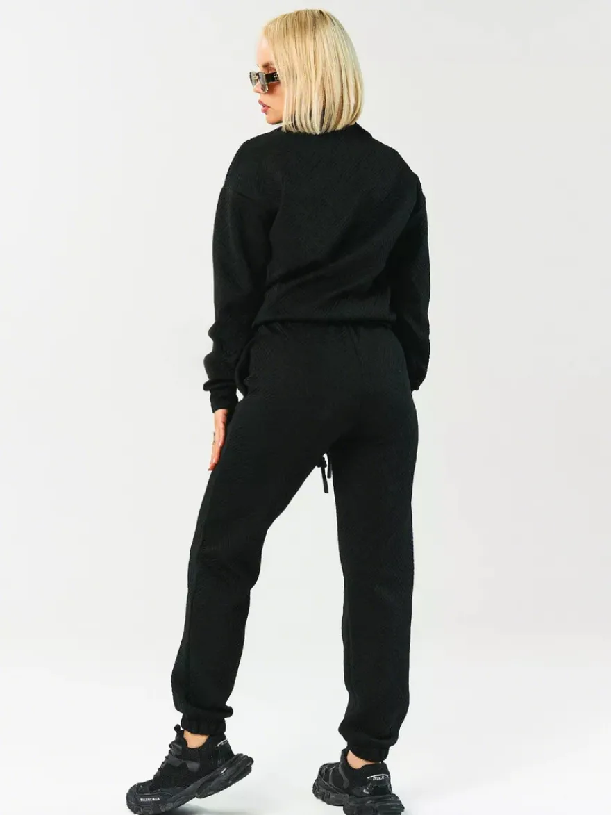 Ensemble pull et jogging texturés à demi-zip pour femme 2026