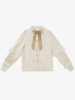 Ensemble robe Lolita Ouji Prince blanche à volants et dentelle manches longues