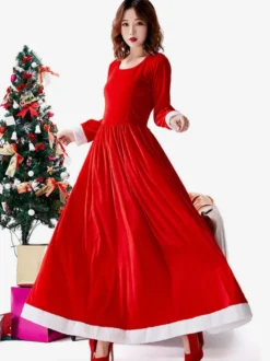 Ensemble Robe Rouge De Noël Cape Costumes De Vacances De Noël Déguisement