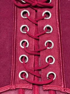 Ensembles de corsets et pantalons bordeaux en polyester dos nu à lacets ensembles de lingerie sexy d'intérieur