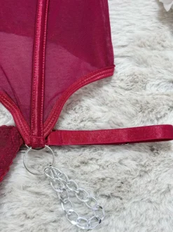 Ensembles de corsets et pantalons bordeaux en polyester dos nu à lacets ensembles de lingerie sexy d'intérieur