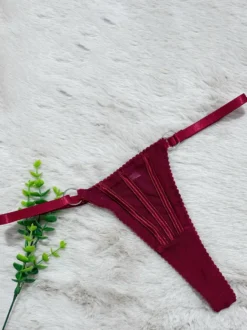 Ensembles de corsets et pantalons bordeaux en polyester dos nu à lacets ensembles de lingerie sexy d'intérieur