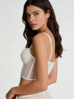 Ensembles de lingerie 2 pièces soutien-gorge et culotte blancs découpés