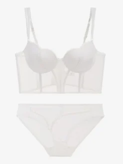 Ensembles de lingerie 2 pièces soutien-gorge et culotte blancs découpés