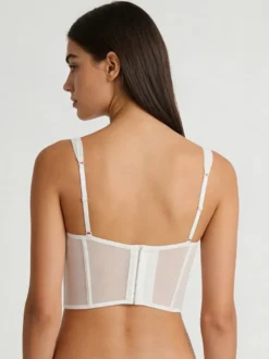 Ensembles de lingerie 2 pièces soutien-gorge et culotte blancs découpés