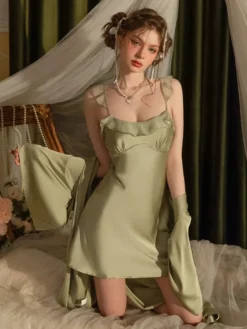 Ensembles de pyjama Sage Rave Club Lingerie en polyester dos nu