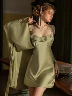 Ensembles de pyjama Sage Rave Club Lingerie en polyester dos nu
