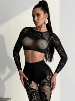 Ensembles de vêtements de club à manches longues découpées tenues de club sexy