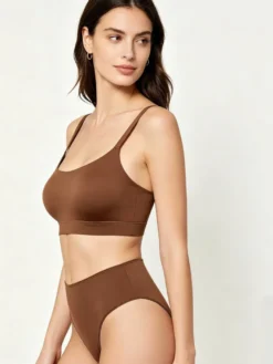Ensemble soutien-gorge et culotte marron 2 pièces