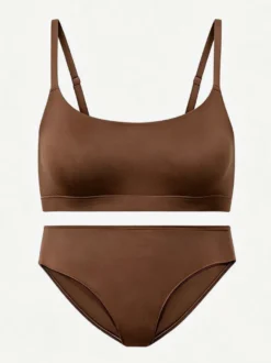 Ensemble soutien-gorge et culotte marron 2 pièces
