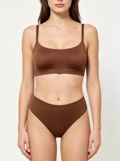 Ensemble soutien-gorge et culotte marron 2 pièces