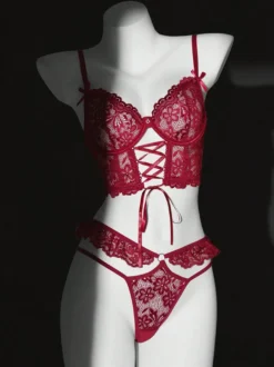 Ensembles 2 pièces en dentelle pour lingerie grandes tailles