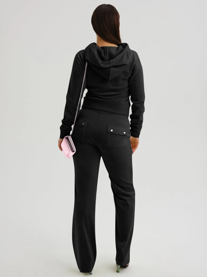 Ensemble survêtement en velours avec sweat à capuche zippé et pantalon pour femme 2026