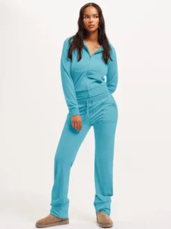 Ensemble survêtement en velours avec sweat à capuche zippé et pantalon pour femme 2026