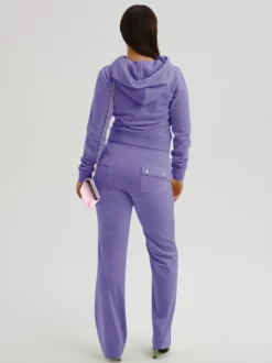 Ensemble survêtement en velours avec sweat à capuche zippé et pantalon pour femme 2026