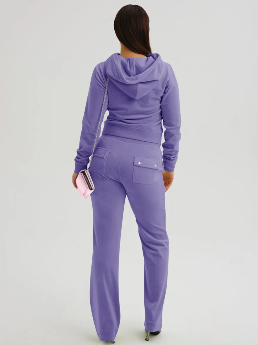 Ensemble survêtement en velours avec sweat à capuche zippé et pantalon pour femme 2026
