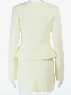 Ensemble tailleur jupe élégant pour femme - Blazer péplum et mini-jupe 2 pièces - Style classique chic - Collection printemps 2026