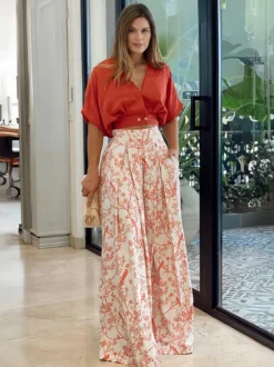 Ensemble Tailleur Pantalon Pour Femme Femme Imprimé Pantalons Longues Bicolores Bas Evasée