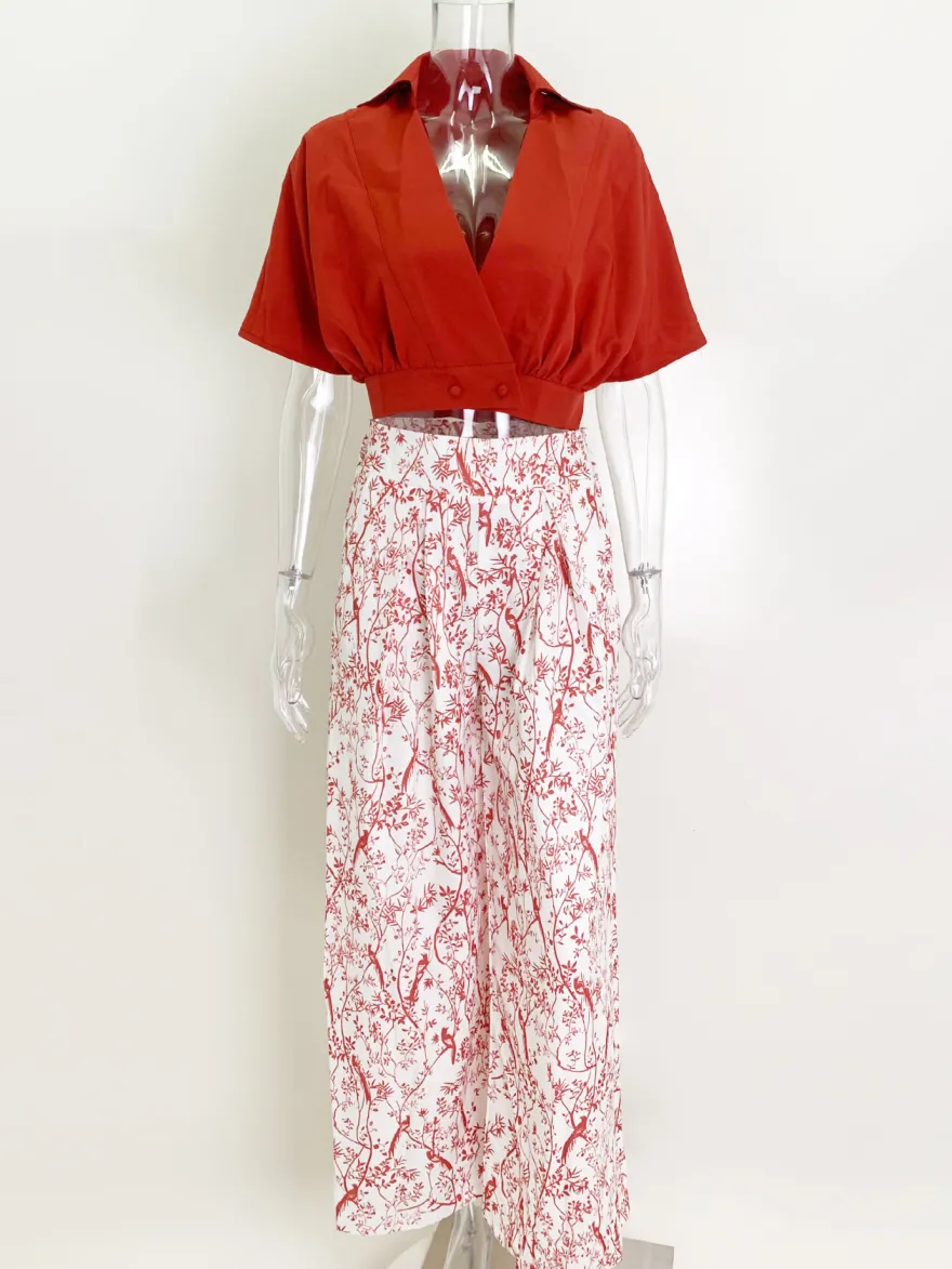 Ensemble Tailleur Pantalon Pour Femme Femme Imprimé Pantalons Longues Bicolores Bas Evasée
