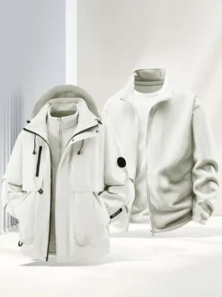 Ensemble veste et pantalon d'extérieur pour homme coupe-vent et imperméable avec capuche amovible 2 pièces