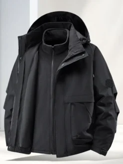 Ensemble veste et pantalon d'extérieur pour homme coupe-vent et imperméable avec capuche amovible 2 pièces