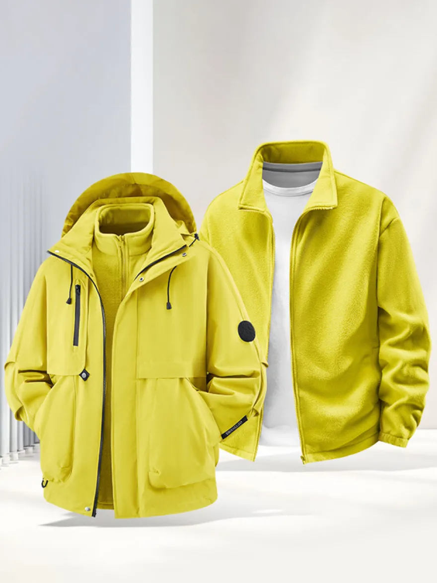 Ensemble veste et pantalon d'extérieur pour homme coupe-vent et imperméable avec capuche amovible 2 pièces