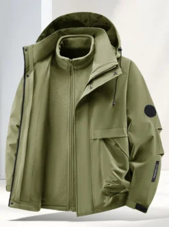 Ensemble veste et pantalon d'extérieur pour homme coupe-vent et imperméable avec capuche amovible 2 pièces